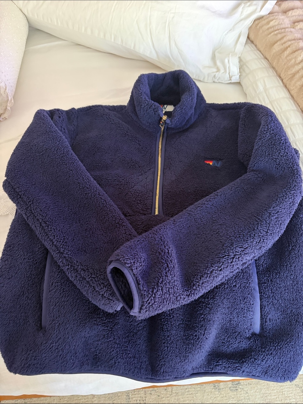 Aviator Nation Navy Teddy Fleece Half-Zip Jacket excellent condition!!!